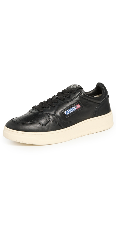 Autry Medalist Low Leather Sneakers Black In Black  