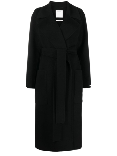 Sportmax Veleno Wool Blend Long Coat In Black