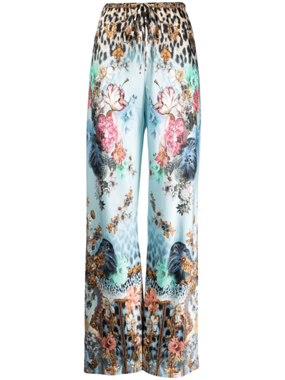 Camilla Graphic-print Silk Drawstring Trousers In Multi