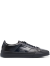 SANTONI DOUBLE BUCKLE LEATHER SNEAKERS