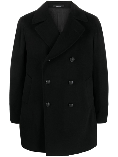 Tagliatore Double-breasted Notched-lapels Jacket In Black