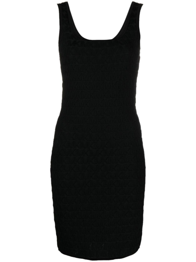 Michael Michael Kors Logo-embroidered U-neck Minidress In Black