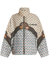 Etro Floral Print Down Jacket In Blau