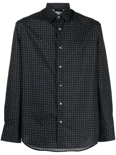 Brioni Hemd Mit Polka Dots In Black