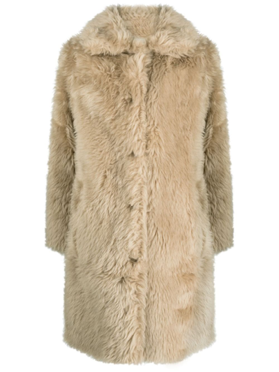 Yves Salomon Mantel Aus Faux Fur In Neutrals