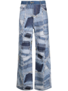ANDERSSON BELL PATCHWORK-PATTERN WIDE-LEG JEANS