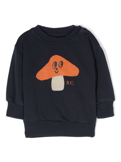 Bobo Choses Babies' Mushroom-print Cotton Sweatshirt In Navy Blue