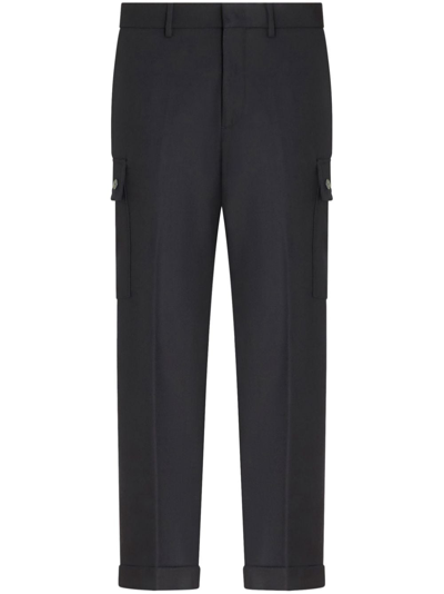 Etro Wool Trousers With Tucks In Navy Blue