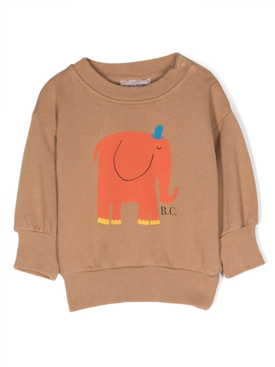 Bobo Choses Babies' Elephant-print Cotton Sweatshirt In Brown