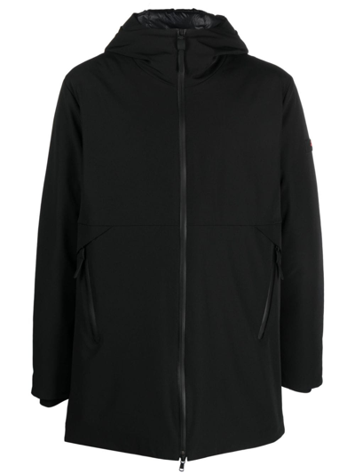 Peuterey Logo-patch Hooded Coat In Schwarz