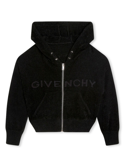 Givenchy Intarsia-knit Zip-up Hoodie In Schwarz
