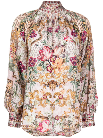 Camilla Long-sleeve Silk Blouses In Multicolour