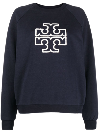 Tory Burch Logo Detailed Crewneck T In Navy