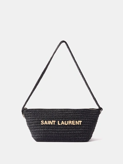 Saint Laurent Embroidered Logo Shoulder Bag In Black