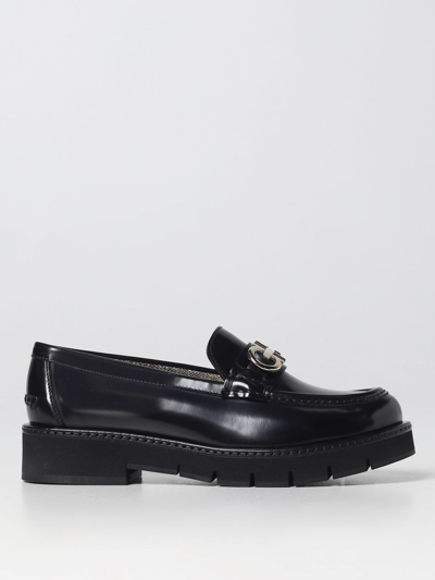 Ferragamo Leather Loafers In Black