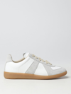 Maison Margiela Women Replica Low-top Leather Sneakers With Suede Inserts In White