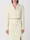 Self-portrait Self Portrait Boucle Cropped Jacket In Yellow