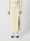 Self-portrait Midi Skirt In Bouclé In Yellow
