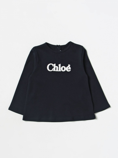 Chloé Babies' T-shirt With Logo In Marine