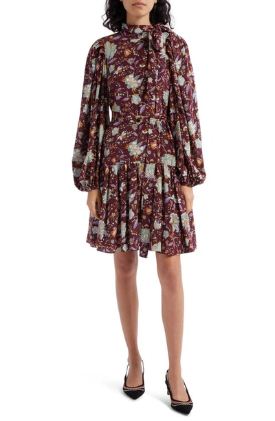 Ulla Johnson Lula Floral Long Sleeve Silk Dress In Multi