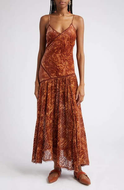 Ulla Johnson Elodie Bias-cut Burnout Velvet Maxi Dress In Red