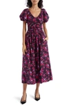 ULLA JOHNSON CECILE FLORAL PUFF SLEEVE COTTON DRESS