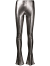 Blumarine Laminated-finish High-waisted Trousers In Grau