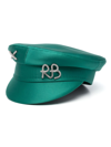 RUSLAN BAGINSKIY GREEN MONOGRAM SATIN BAKER BOY HAT,KPC007PMDMD20646939