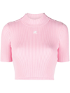 Courrèges Logo Ribbed Top In Rosa