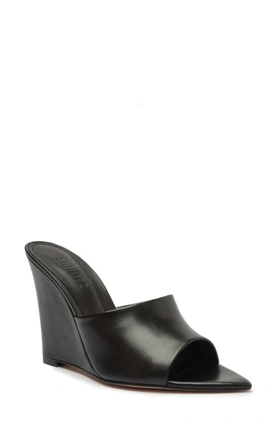 Schutz Luci Pointed Toe Wedge Sandal In Black