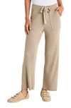 Splendid Georgie Rib Wide Leg Crop Pants In Heather Camel