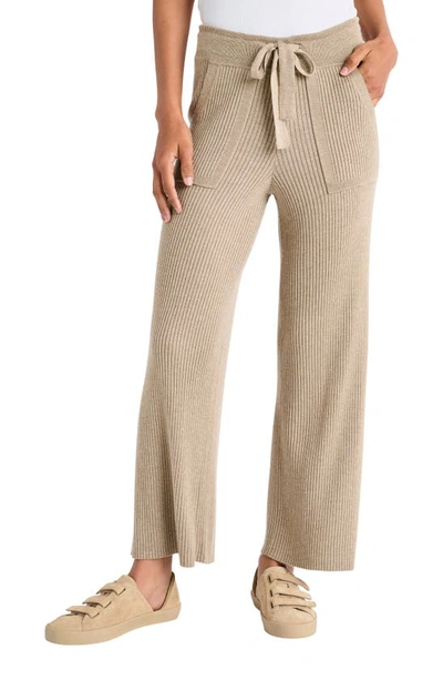 Splendid Georgie Rib Wide Leg Crop Pants In Heather Camel