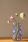 Anthropologie Striped Clear Glass Vase In Blue