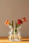 Anthropologie Striped Clear Glass Vase In White