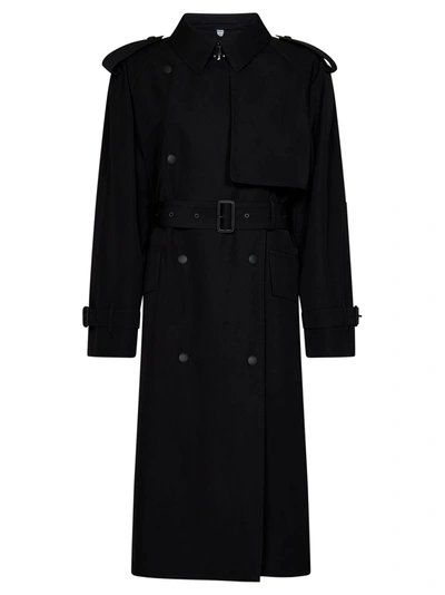 Burberry Trench Coat In Nero