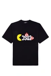 Dsquared2 Pac-man Logo Short Sleeve T-shirt For Women In Black