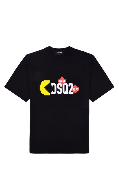 Dsquared2 Pac-man Logo Short Sleeve T-shirt For Women In Black