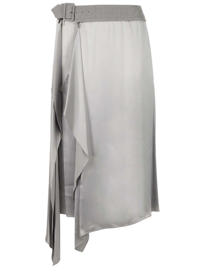 Fendi Satin-finish Midi Skirt In Grey