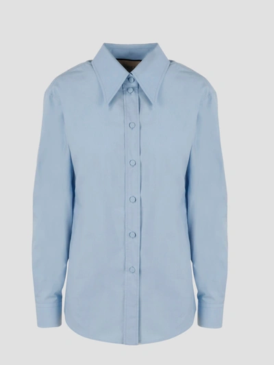 Gucci Cotton Poplin Shirt In Blue