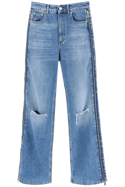 Stella Mccartney Straight Leg Jeans With Zippers In Blue