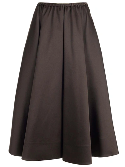 Valentino Techno Duchesse Midi Skirt Woman Ebony 42 In Brown