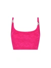 Versace La Greca Jacquard Knit Cropped Top In Pink