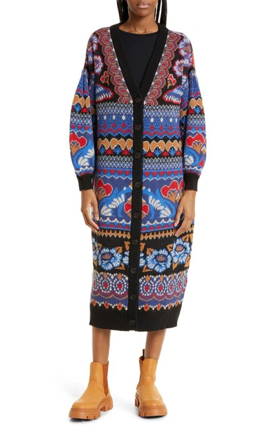 Farm Rio Ainika Jacquard Long Sleeve Cardigan Sweater Dress In Multi |  ModeSens