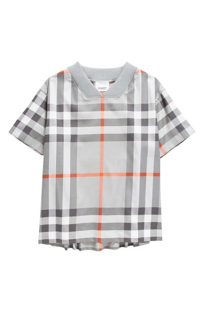 Burberry Kids' Draven Check Stretch Cotton T-shirt In Cool Charcoal Grey Ip Ch