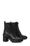 Tory Burch Logo Embossed Lug Boot In Perfect Black