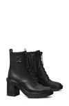 Tory Burch Logo Embossed Lug Boot In Perfect Black / Perfect Black