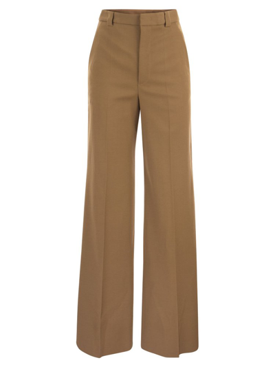 Red Valentino Wide Trousers In Viscose And Wool In Tobacco