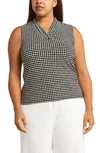 Anne Klein Polka Dot Pleat Front Shell In Anne Black/ Anne White