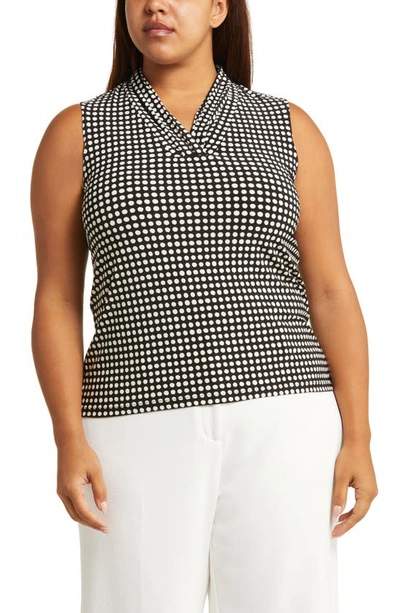 Anne Klein Pearly Polka Dot Top In Anne Black/ Anne White