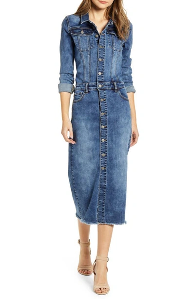 Wash Lab Denim Piece Dyed Denim Dress In Blue Denim